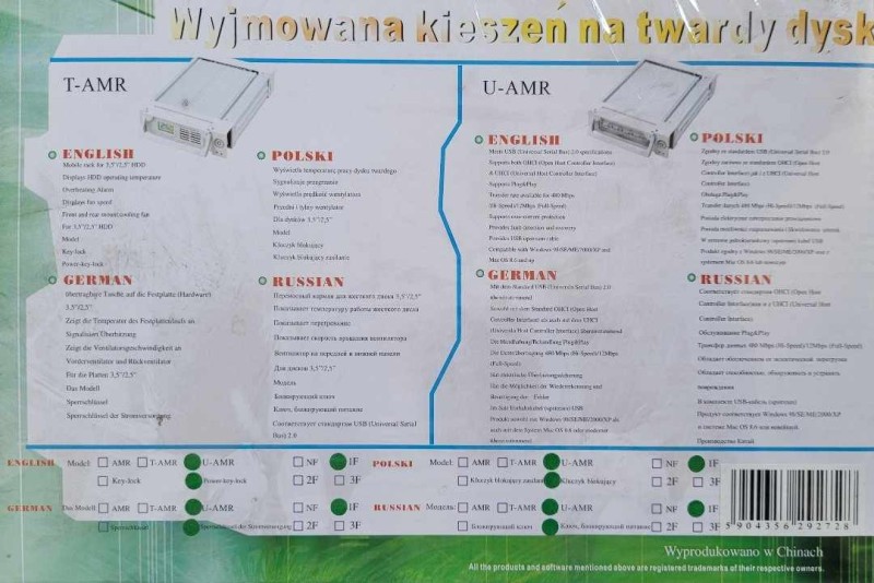 Kieszeń na dysk twardy IDE 3,5" i 2,5"