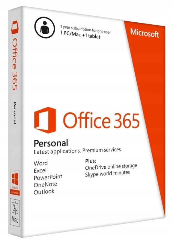 Microsoft Office 365 Personal PL 1 komputer PC lub Mac +tablet, subskrypcja 1 rok