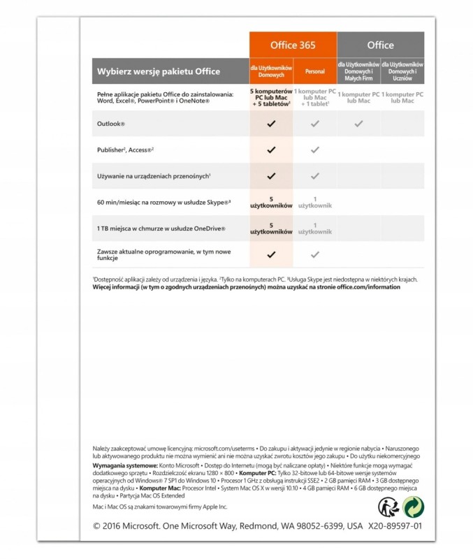 Microsoft Office 365 Personal PL 1 komputer PC lub Mac +tablet, subskrypcja 1 rok