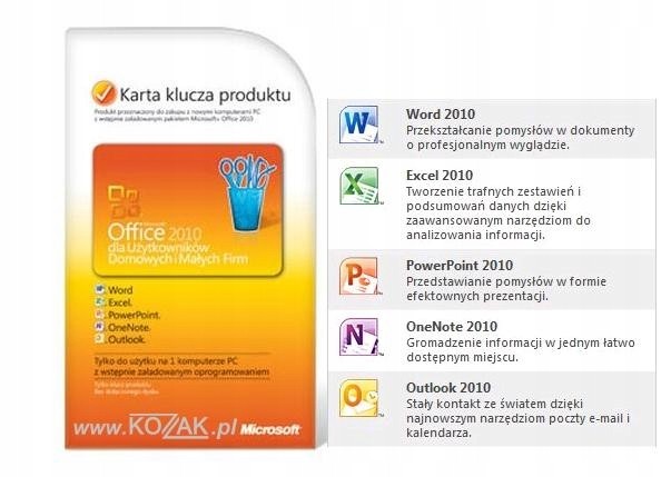 Microsoft Office 2010 PL PKC dla Użytkowników Domowych i Małych Firm (Home & Business)