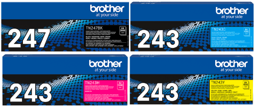 Tonery Brother TN-247 BK Czarny + TN-243 CMY Kolory (Komplet)