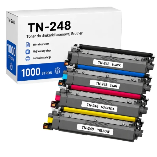 Tonery Brother TN-248 zamienniki - 1000 stron (Zestaw 4 tonerów)