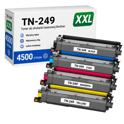 Tonery Brother TN-249 XXL zamienniki - 4500 stron (Komplet)