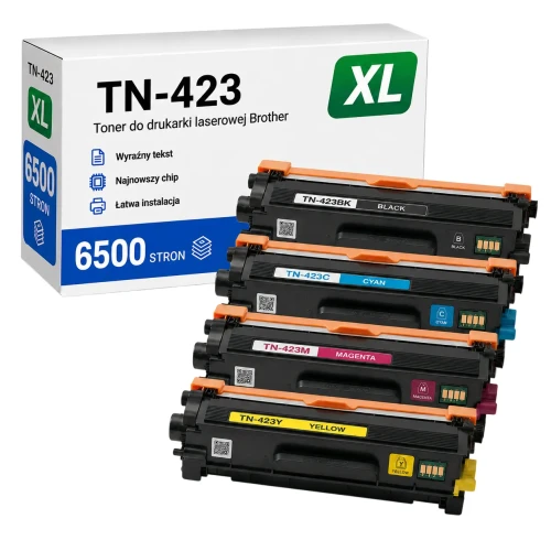 Tonery Brother TN-423 XL CMYK zamienniki - 6500 stron (Komplet 4 kolory)