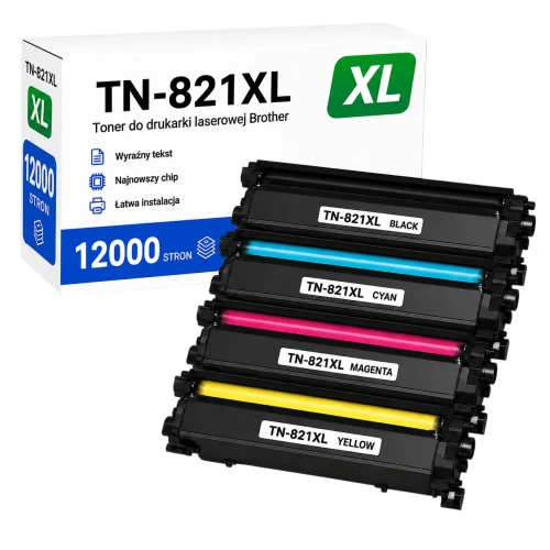 Tonery Brother TN-821 XL zamienniki - 12000 stron (Komplet)