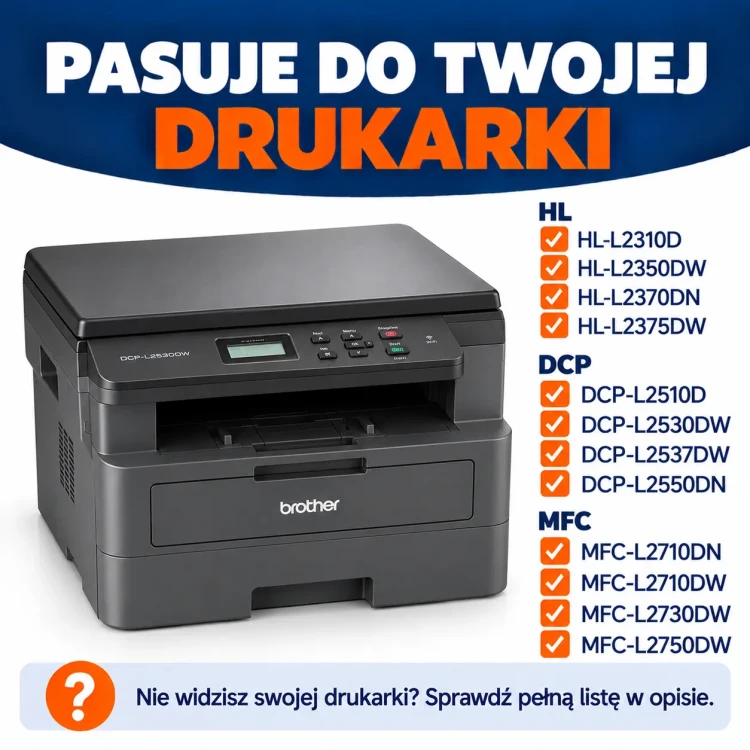 Plakat zgodności drukarek Brother.webp