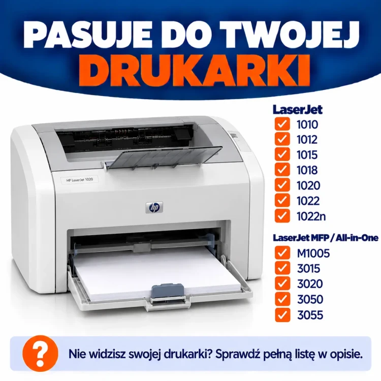 Plakat zgodności tonerów HP LaserJet.webp