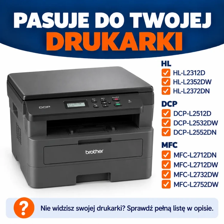 Plakat kompatybilności drukarek Brother.webp