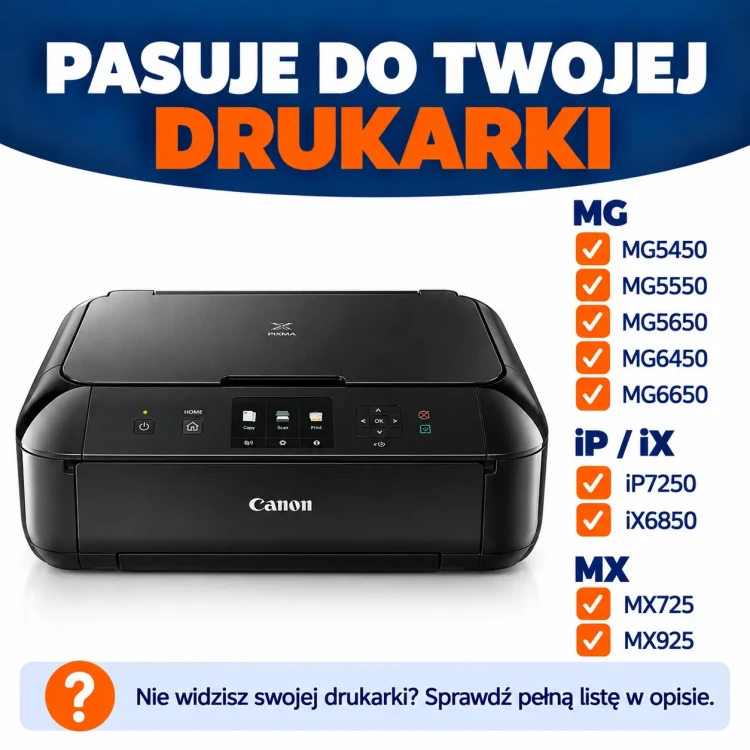 Plakat zgodności drukarek Canon Pixma.webp
