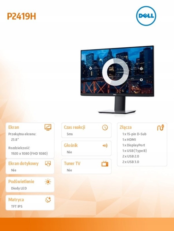 Monitor 24" Dell P2419H