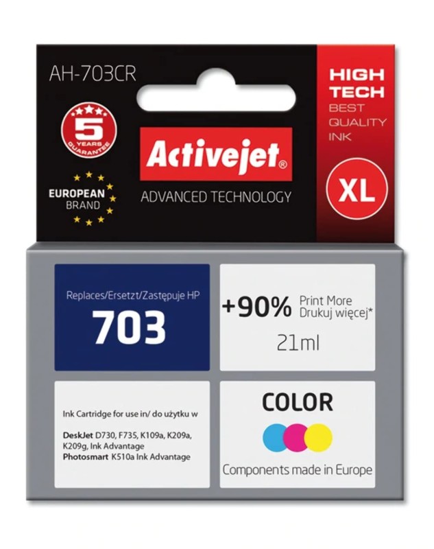 Tusze XL ActiveJet do HP 703 Czarny + Kolor
