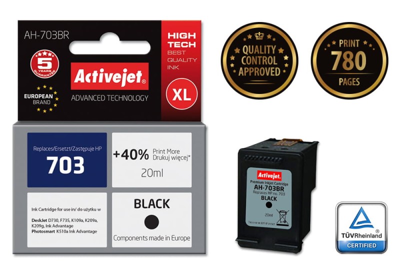 Tusze XL ActiveJet do HP 703 Czarny + Kolor