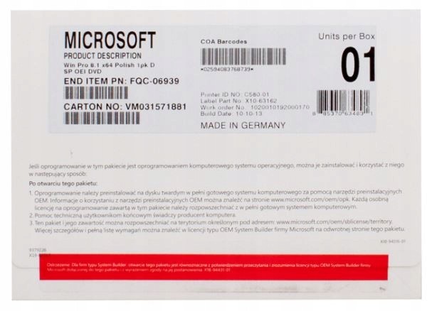 Microsoft Windows 8.1 Professional OEM