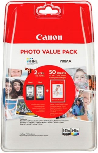 Tusze Canon PG-545 XL + CL-546 XL + Papier Foto 50 Arkuszy (Komplet)